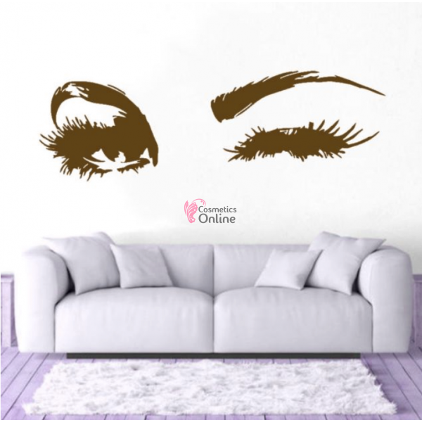 Sablon sticker de perete pentru salon de infrumusetare - J035L - Make-Up & Beauty Maro
